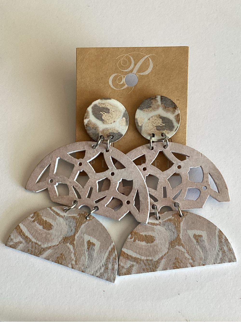 Plunder‎ Neutral Beige and Taupe Boho Statement Dangle Earrings